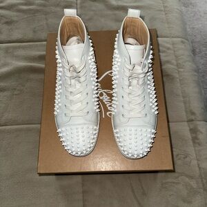 Christian Louboutin White Spiked High-Top Sneakers
